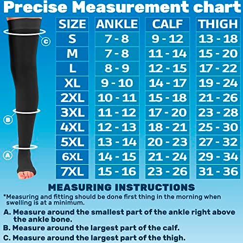ABSOLUTE SUPPORT Compression Thigh High Stockings 20-30mmHg for Swelling, Silicone Border & Open Toe Socks for Women & Men, A213SW