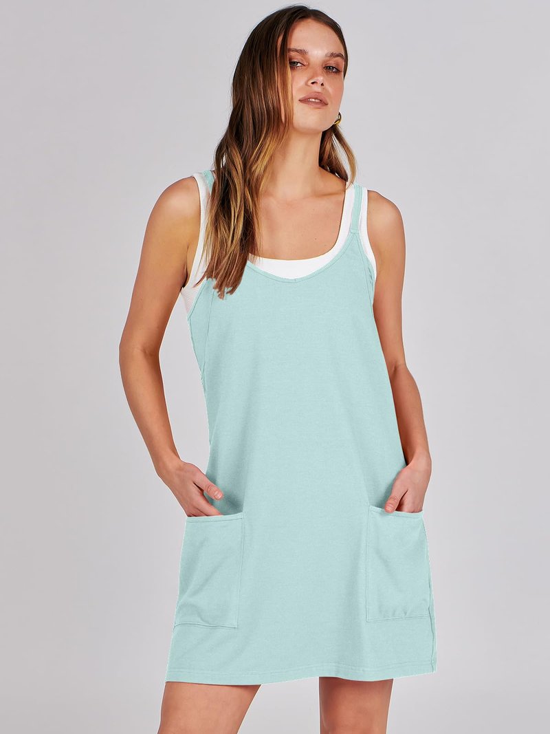 ANRABESS Women Athletic Dress Summer Tennis Workout Active Sports Mini Romper Dress Built in Shorts Travel Vacation Clothes Mint Green Small