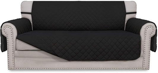 Easy-Going Sofa Slipcover Reversible Loveseat Sofa Cover Couch Cover for 2 Cushion Couch Furniture Protector with Elastic Straps for Pets Kids Dog Cat (Oversized Loveseat, Black/Black)