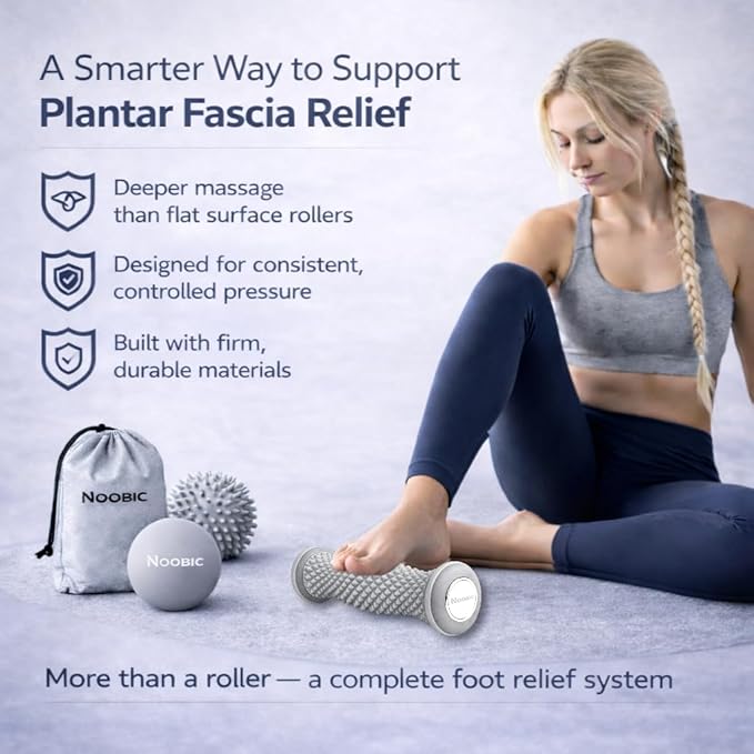 Foot Roller for Plantar Fasciitis Pain Relief – Deep Tissue Foot Massage Kit for Arch & Heel Pain, Includes Lacrosse & Spiky Massage Ball