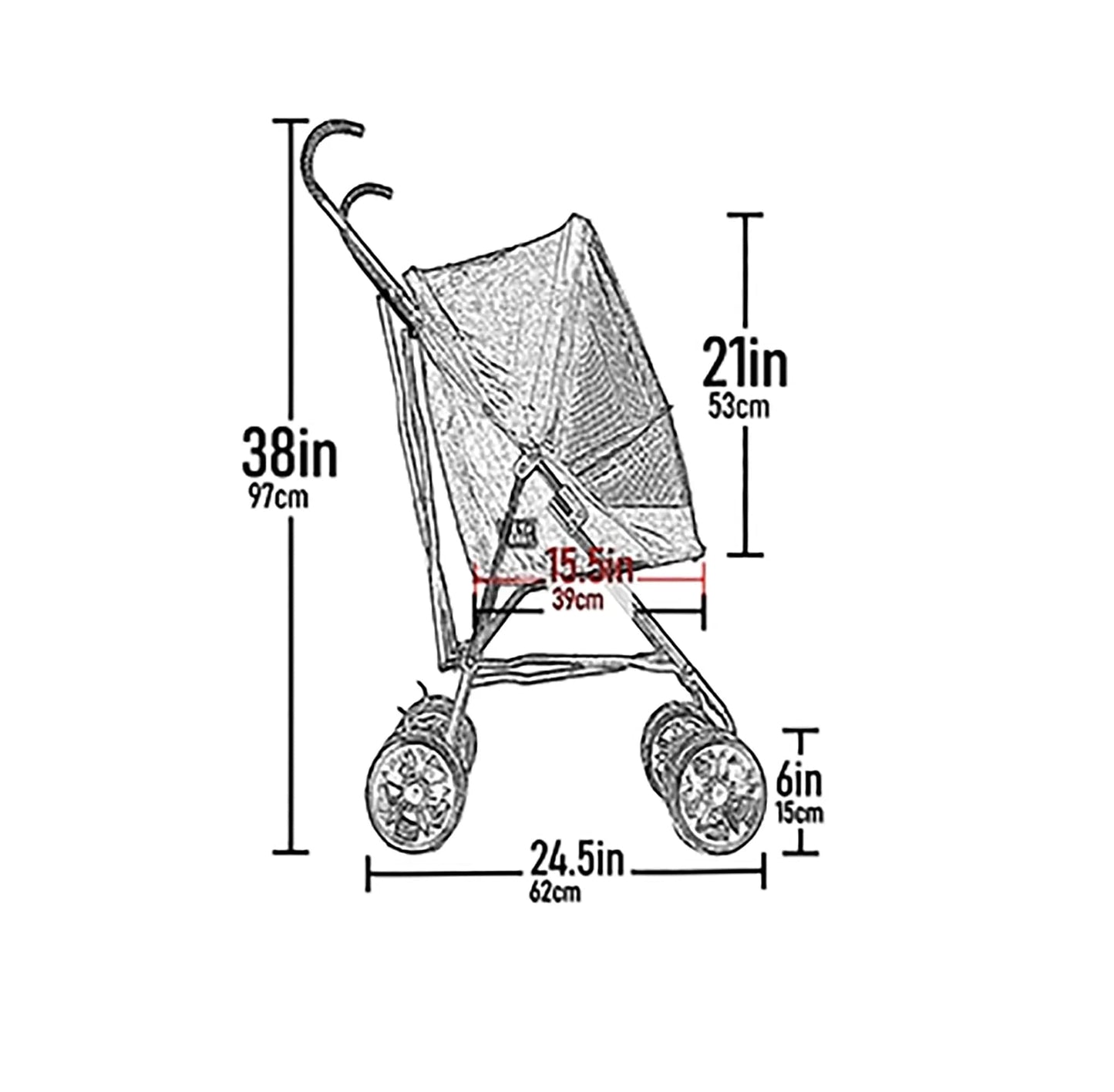 Pet Gear Travel Lite Plus Stroller, Compact, Easy Fold, No Assembly Required, Large Wheels for Cats and Dogs up to 15 pounds, Dark Charcoal