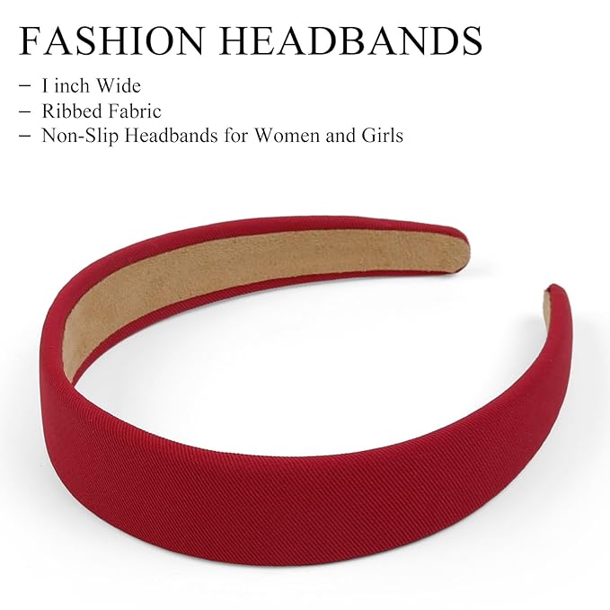 Huachi Headbands for Women Non Slip Trendy Headbands for Women’s Hair 1 inch Wide Cute Headband for Girls, Christmas Head Bands Elastic Hair Bands for Womens Fashion Accessories for Women 4PCS