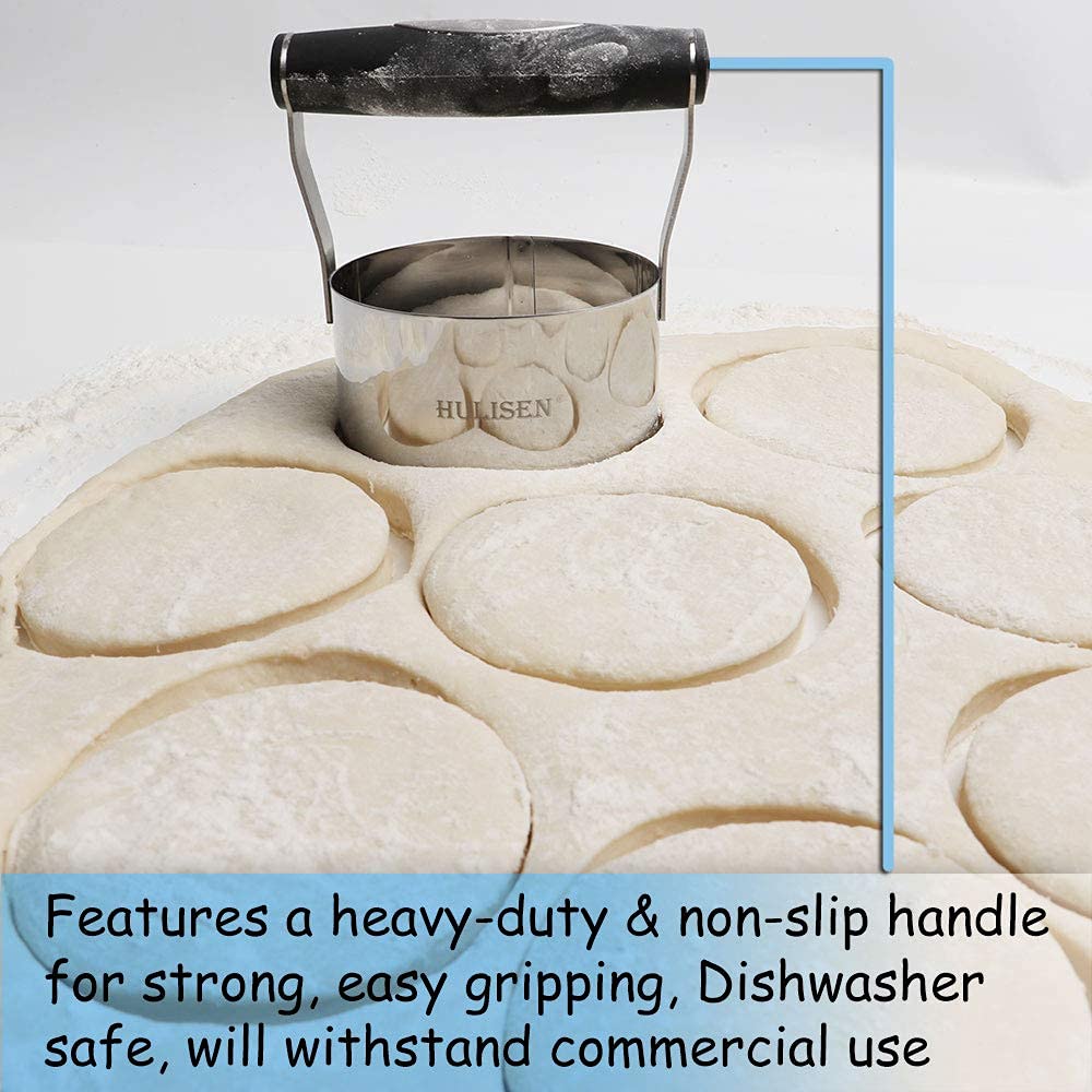 HULISEN Donut Cutter & 3.5 inch Biscuit Cutter (Set of 2), with Soft Grip Handle, Bonus 2 Pcs Small Cookies Cutter - Stainless Steel Professional Baking Dough Tool Set, Gift Package