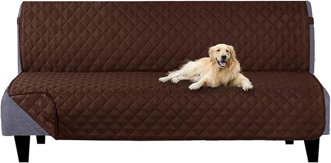 U-NICE HOME Futon Sofa Covers Reversible Sofa Slipcover Armless Cover Furniture Protector Couch Cover Water Resistant (Futon, Brown/Brown)
