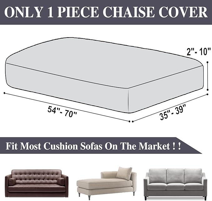 Chaise Couch Cushion Cover Washable Separate Seat Stretch Sectional Sofa Slipcover (1 Piece for Chaise or Sofa 3-Seater, Dark Grey)
