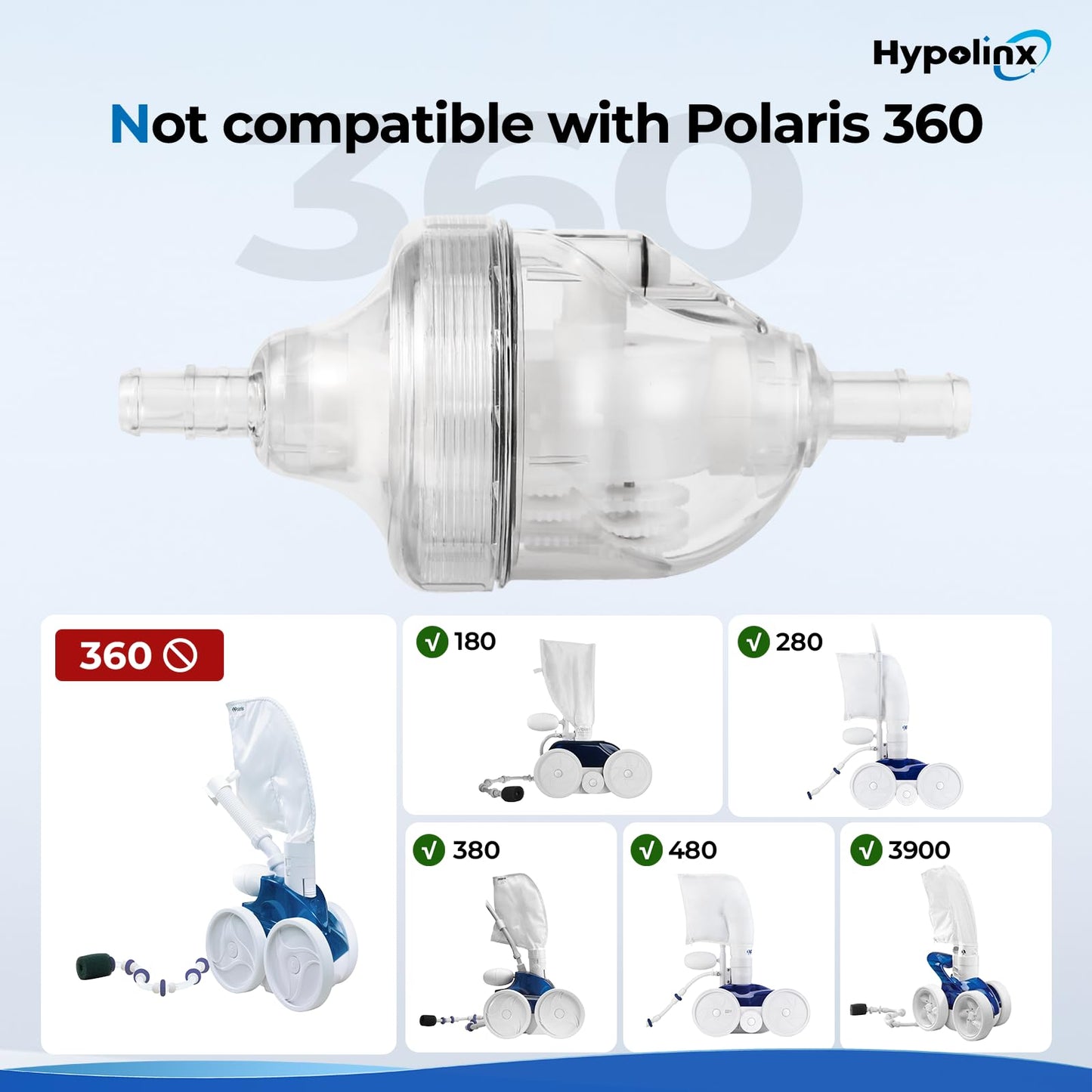 Hypolinx Upgraded Polaris Backup Valve Replacement G52 for Polaris Pool Cleaner 280, 180, 380, 480 — Transparent Case for Easy Inspection, High-Strength Gears, Crack-Resistant Durable Kit