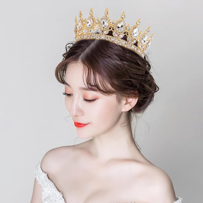 YOUlDIANZI Queen Crown Rhinestone Wedding Crowns and Tiaras for Women Costume Party Hair Accessories Princess Birthday Crown Crystal Bridal Crowns