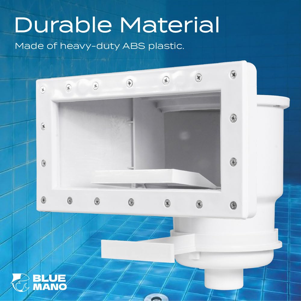 Blue Mano Wide Mouth Above Ground Pool Skimmer Complete Kit, Replacement for SP1091WM Dyna-Skim, 45-430, 32192, Opening Width 14" Fits for All Wide Standard Pool Wall