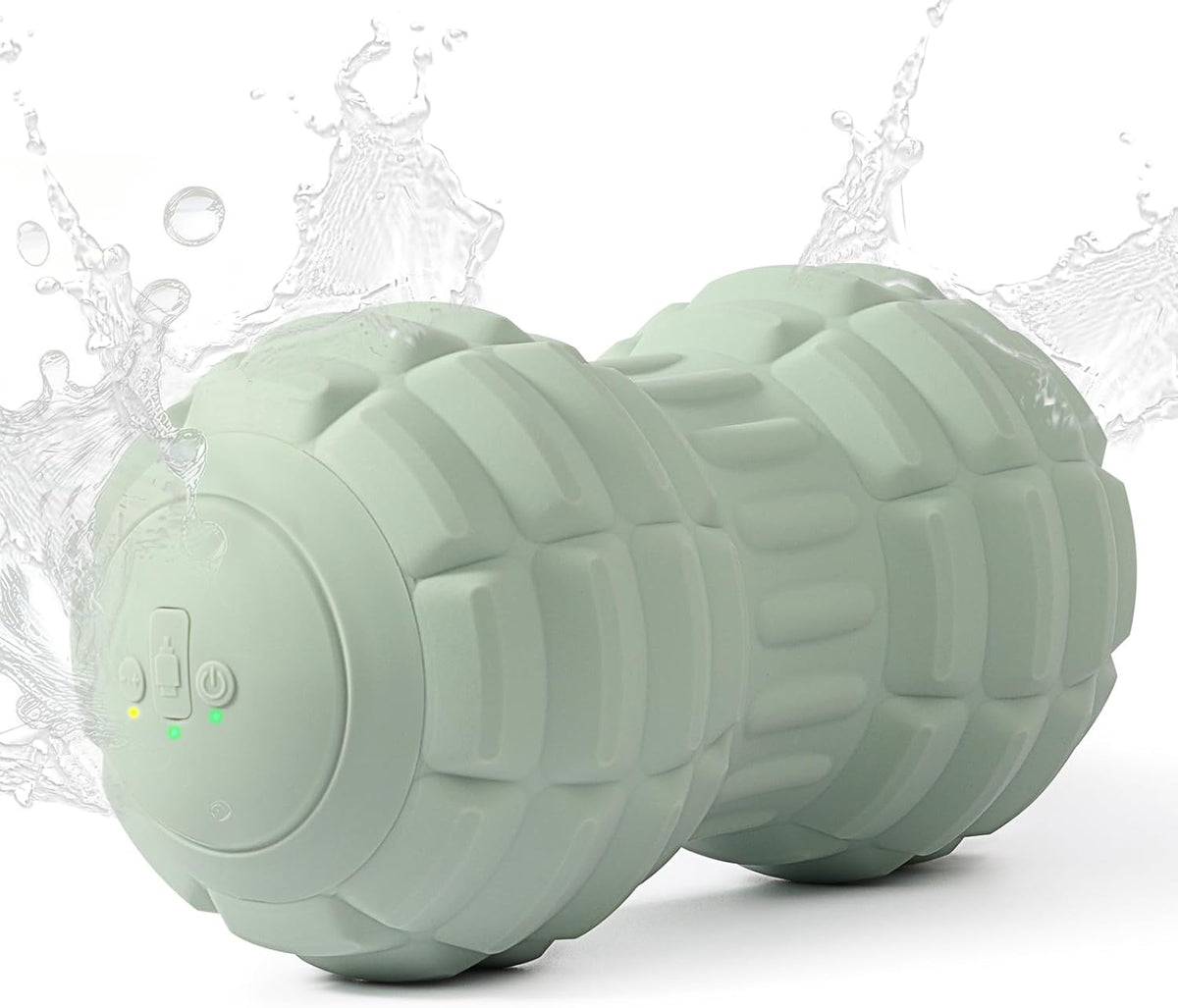 Silicone Vibrating Peanut Massage Ball Roller- Water-Resistant Electric Double Lacrosse Massage Ball with 4 Intensities for Muscle Tightness, Deep Tissue Massager for Foot, Back, Hip (Green)
