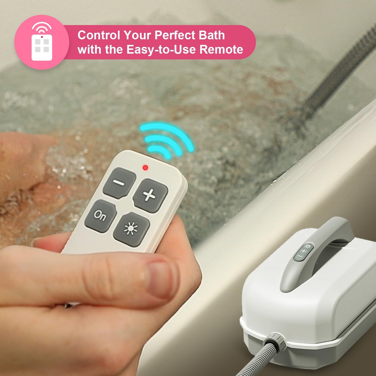 Flgocexs Bubble Bath Mat,Full Body Waterproof Spa Mat for Bathtub, 6-Speed Bubbles, Remote Control & Non-Slip Suction Cups for Home Relaxation