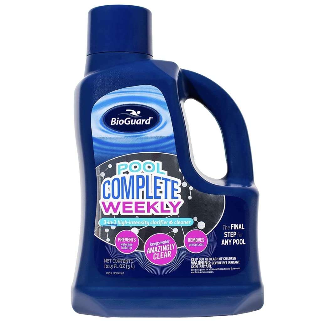 BioGuard Pool Complete Weekly 3L, 3-in-1 High-Intensity Clarifier & Cleaner, Prevents Waterline Buildup, Removes Phosphates, Keeps Water Clear