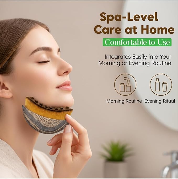 2 PCS Lymphatic Contour Face Brush, Manual Lymphatic Drainage Massager, Natural Makeup Brushes with Durable Soft Bristles, Hypoallergenic Ergonomic Facial Cleansing Brush for Sculpting