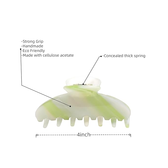 Durable Acetate Hair Clips - 4-Inch Cyan tint Claw Clips for Fine and Thick Hair (Cyan tint)