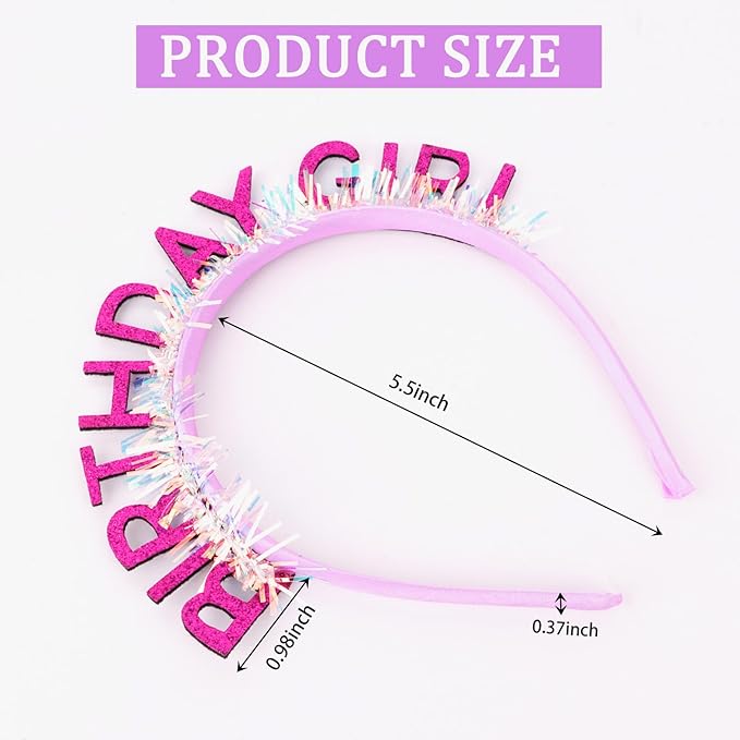 CIEHER Purple Birthday Girl Headband Birthday Crown for Women Girls