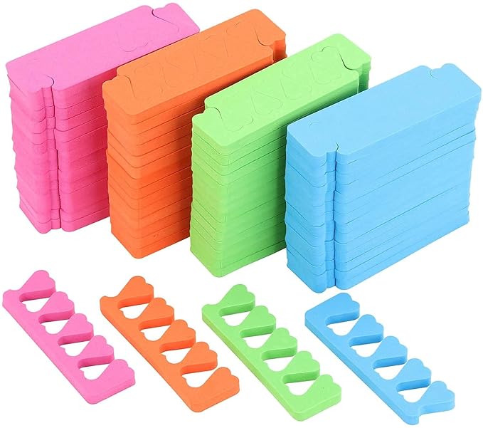 120pcs Toe Separators for Pedicure - Sponge Toe Separator for Nail Polish Party Nail Art Painting Toenails, 4 Funny Colors - Comfy and Soft