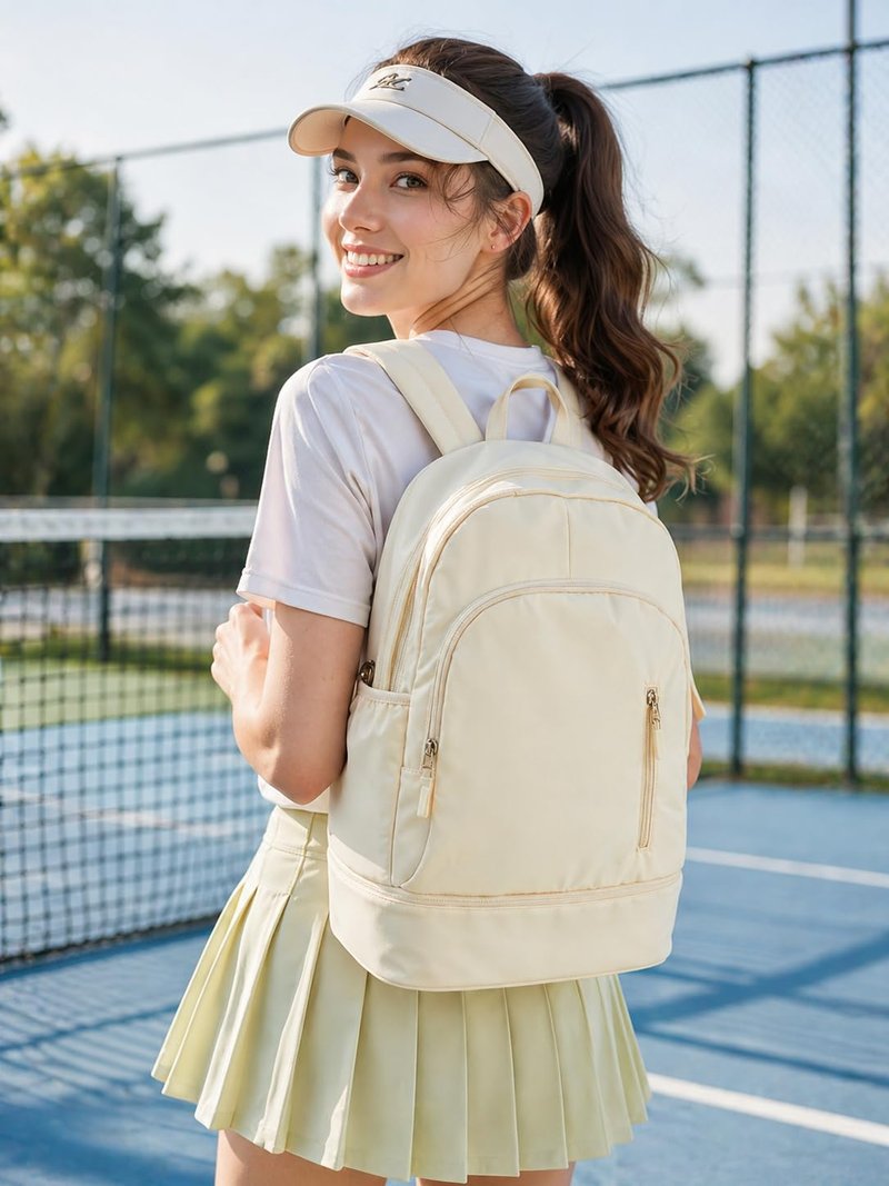 VENATIN Gym Backpack for Women Men, Lightweight Gym Bag with Shoe Compartment, Waterproof Sports Backpack with Wet Pocket for Yoga Fitness Sports, Beige