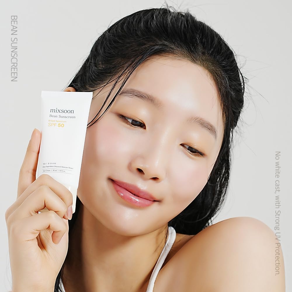 mixsoon Bean Sunscreen-Lightweight Airy Texture SPF 50 Korean Sunscreen for Face, No White Cast, Non-Sticky Stocking Stuffers 50ml / 1.69 fl.oz. Korean Glass Skin Care
