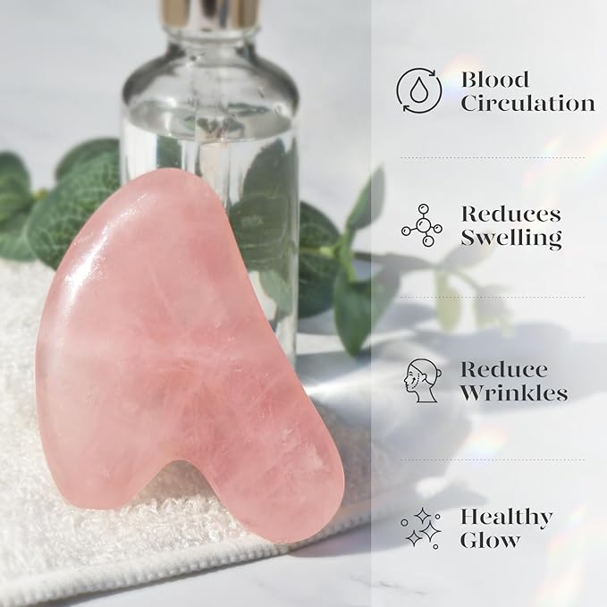 BAIMEI IcyMe Gua Sha Facial Tool for Self Care, Massage Tool for Face and Body, Relieve Tensions,Reduce Wrinkles and Redness, Skin Care Tools for Men Women - Rose Quartz