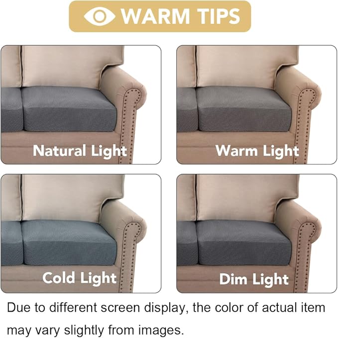 H.VERSAILTEX Super Stretch Individual Seat Cushion Covers Sofa Covers Couch Cushion Covers Slipcover Sets Thick Jacquard Textured Twill Fabric (1 Piece Chair Cushion Cover, Grey)