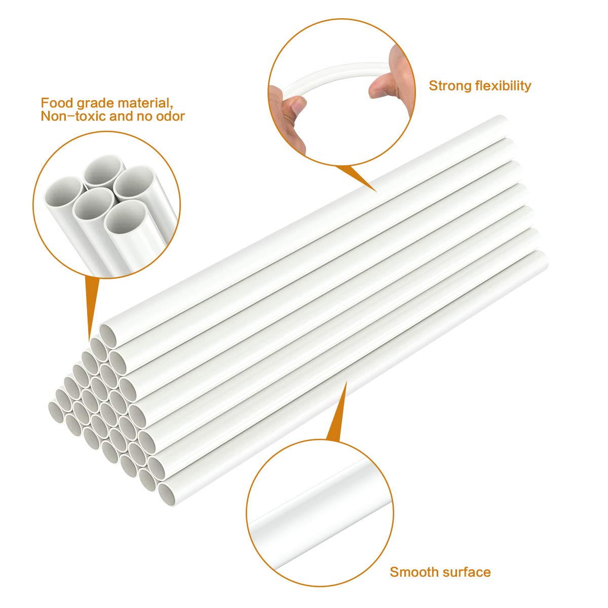 White Plastic Cake Dowel Rods for Tiered Cake Construction and Stacking Supporting Cake Round Dowels Straws with 0.4 Inch Diameter (9.5 Inch)