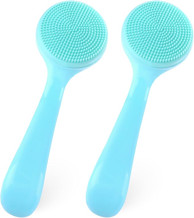 2Pack Silicone Face Brush Manual Face Scrub Brush Soft Facial Brushes Waterproof Exfoliating Face Brush Skin Friendly Face Cleaner Brush for Women and Men Blackheads Makeup Residues Removal(Blue)