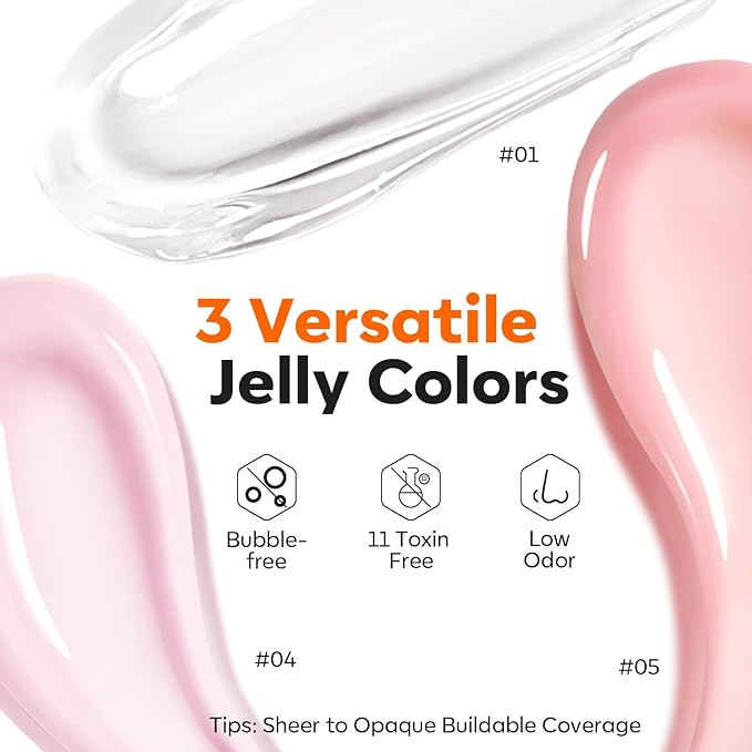 modelones Builder Nail Gel 3 Colors French Tip, 10-in-One Builder Clear Nude Pink Hard Gel Nail Kit with Dual End Brush, Acrylic Clamps, Paper Forms for Extension Apex Building Sculpting LED Cured