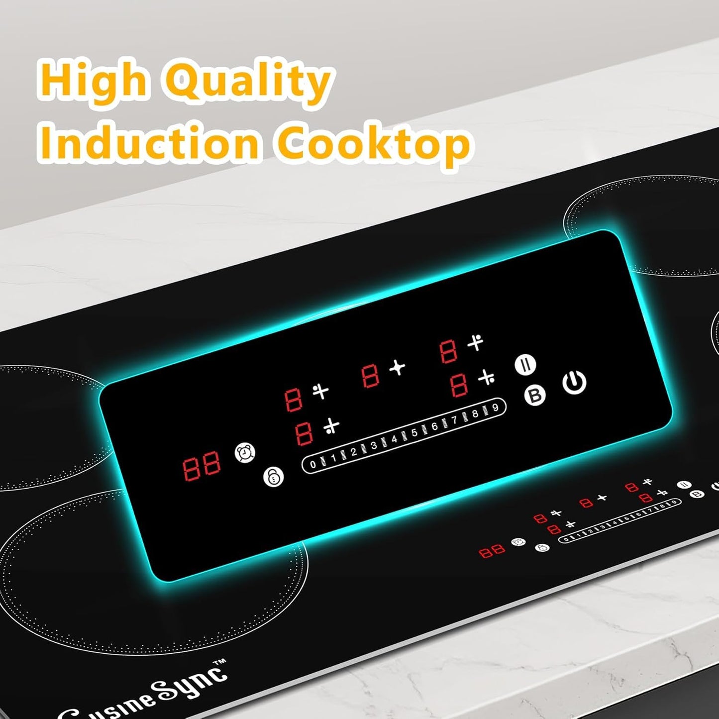 36 Inch Induction Cooktop, 5 Burner Built-In Electric Stove Top, 10800W High Output 240V Hardwired, Touch Control with Power Boost, 9 Power Levels, Timer, Child Lock & Residual Heat Indicator