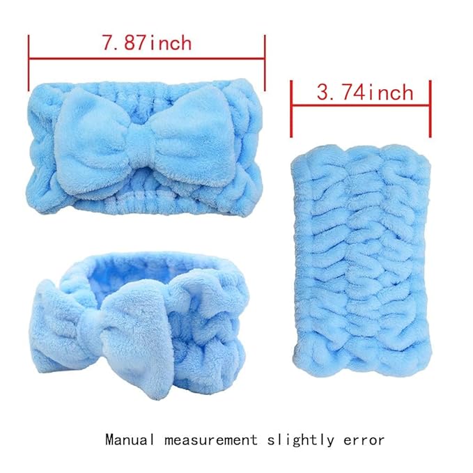 Chloven 7 Pcs Microfiber Bowtie Oversized Headbands Facial Makeup Headband Large Cosmetic Bowknot Hairlace Adjustable Elastic HairBand for Girls Women（Wide + Narrow style）