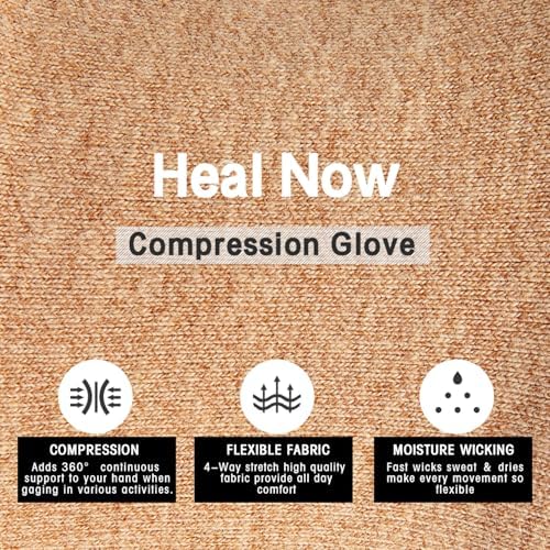 2 Pairs Arthritis Compression Gloves for Women Men, Fingerless Breathable & Moisture Wicking Compression Gloves for Relieving Carpal Tunnel Aches, Rheumatoid Pains, Joint Swell Nude S