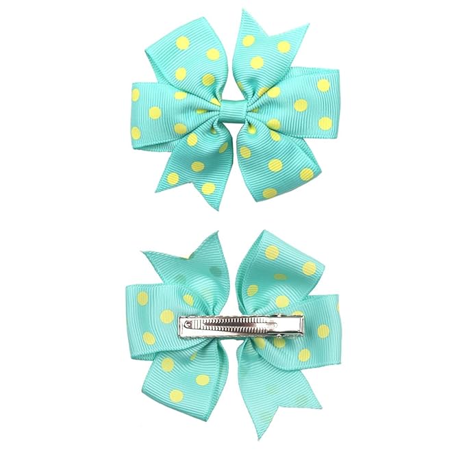 CÉLLOT 40Pcs 3 Inch Boutique Grosgrain Ribbon Pinwheel Hair Bows Alligator Clips For Girls Toddlers Hair Accessories Teens Gifts In Pairs (Polka Dot)