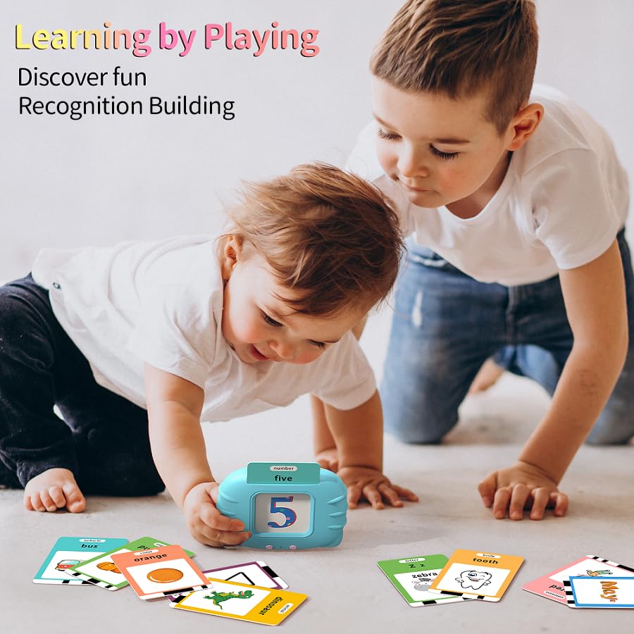 Eaever 520 ABC Sight Words Talking Flash Cards, Christmas Birthday Gift for 2 3 4 5 6 Year Old Boys and Girls, Preschool-Learning-Activities, Toddler Educational Toys for Ages 1-6 Kids, Blue
