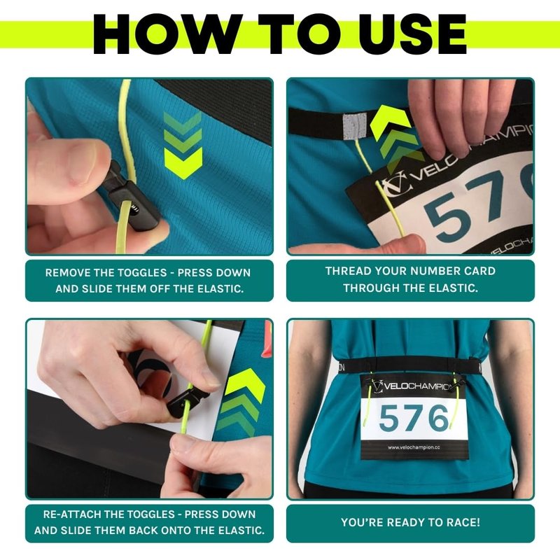 VeloChampion Lightweight Running Belt Waist Pack for Men Women - Elasticated Stretch Fit Race Number Holder - No Pins - 3 Sizes - Run. Triathlon. Cycle. Marathon. Jogging (1, Large)