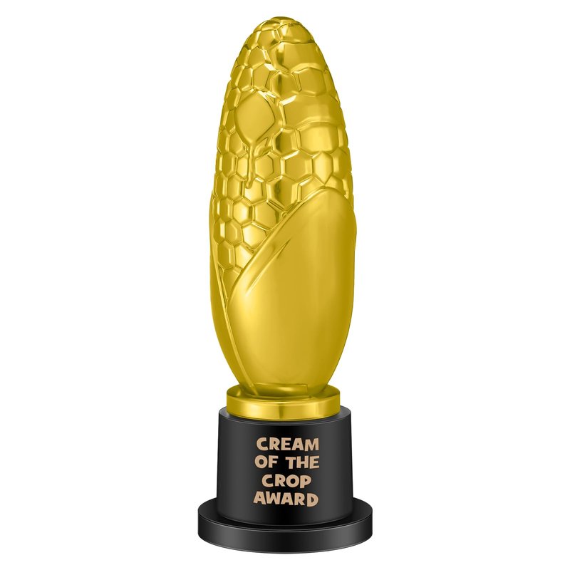 Tondiamo Small Trophy Celebrate the Top Award 6 Inch Tall Plastic MVP Funny Game Small Trophy and Awards for Employees Boss Custom Competition Gifts(Corn)