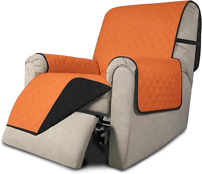 Easy-Going Recliner Chair Slipcover Reversible Sofa Cover Water Resistant Couch Cover Furniture Protector with Elastic Straps for Pets Dog (Recliner, Orange/Black)