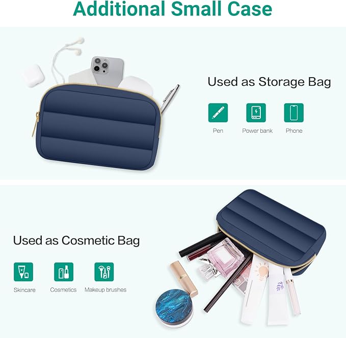 MOSISO Laptop Case 13.3 inch,13-13.3 inch Puffy Laptop Sleeve Compatible with MacBook Air 13.6 M5 M4 M3 M2 M1/Neo/Pro 13/14,HP Dell ASUS Lenovo,Polyester Horizontal Bag with Small Case,Midnight Blue