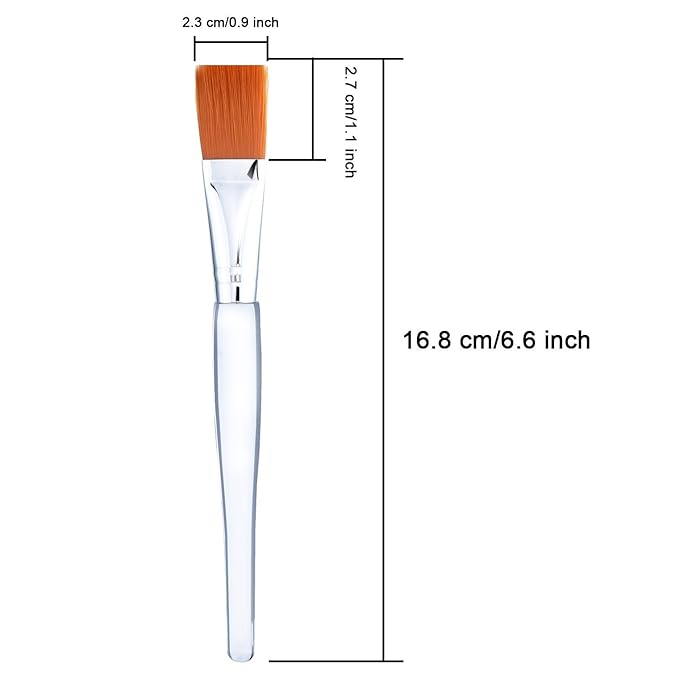 Facial Mask Brush Makeup Brushes Cosmetic Tools with Clear Plastic Handle, 5 Pack (Silver with Yellow Brush)