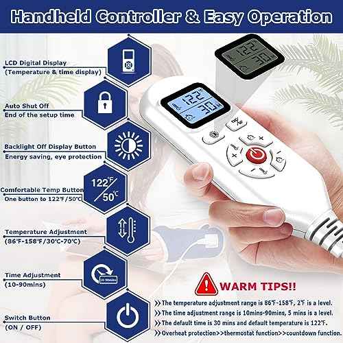 CAMECO Heating Pad for Wrist Pain Relief, Heated Wrist Wrap for Carpal Tunnel, 10-90Min Timer