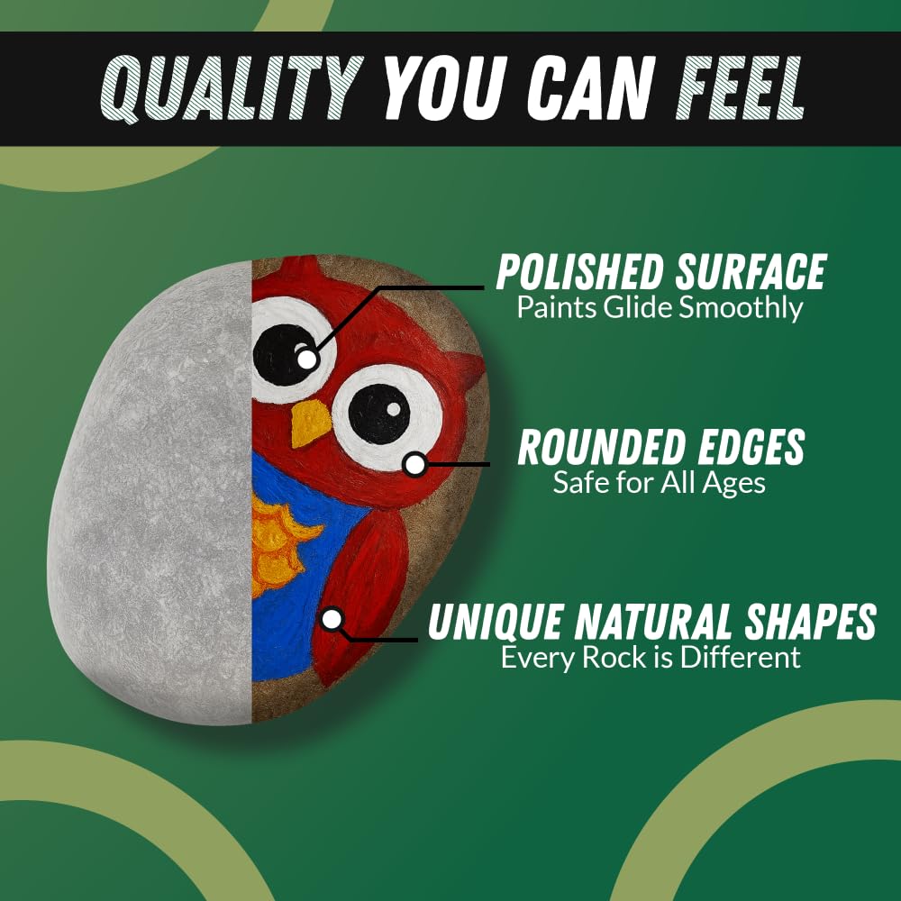 PGN 20 Large River Rocks for Painting - Stimulate Your Children’s Creativity with Our Painting Rocks for Kids - Flat and Smooth - Fun & Engaging Rock Painting with The Family - 2-4 Inches