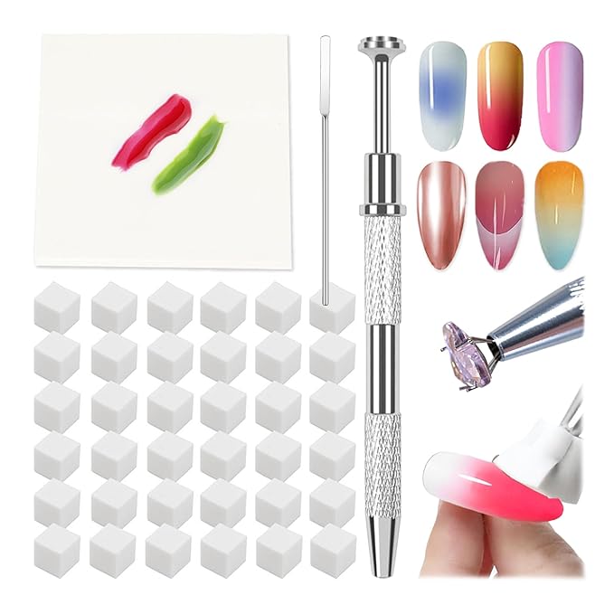 150PCS Nail Art Sponges for Ombre, 50 PCS Nail Art Palette Paper, Nail Polish Mix Rod, Grabbing Pen, Nail Art Ombre Brushes Supplies Design Tools Nail Tech Accessories for Salon & Home