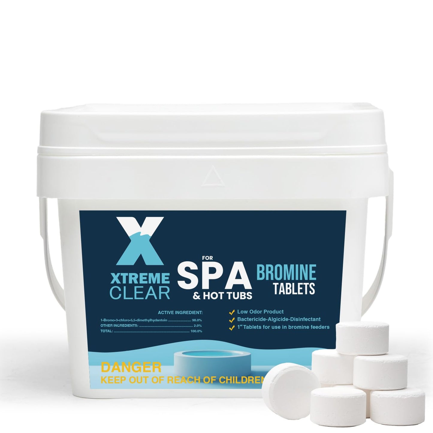 Xtremeclear Bromine Tablets for Spa & Hot Tub – 5 lbs Bottle, 1-Inch Tablets, NSF/ANSI 60 Certified, Long-Lasting Sanitizer for Clean Water