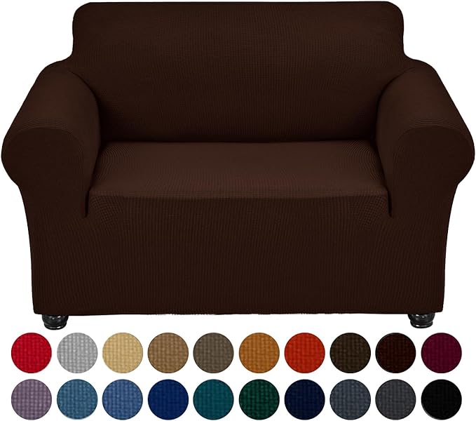 Joccun Stretch Chair Couch Cover,1-Piece Sofa Slipcover Spandex Fabric Sofa Covers with Elastic Bottom,Washable Furniture Protector for Dogs,Cats,Kids(Armchair,Chocolate)