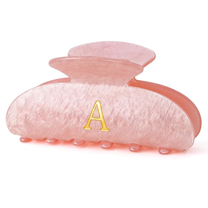 Christmas Gifts for Women Teen Girls - Stocking Stuffers Cute Hair Clips Initial Claw | Birthday Gifts | Bridesmaid Gifts | Preppy Trendy Stuff Personalized Hair Claws Accessories - Pink,A