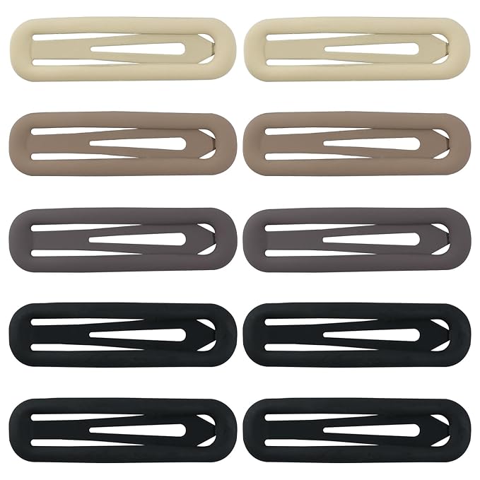 10pcs Snap Hair Clips, 2.76'' Long Snap Clip, Matte Hairpin Accessories for Women Girls, Nonslip Metal Barrettes, Neutral Color