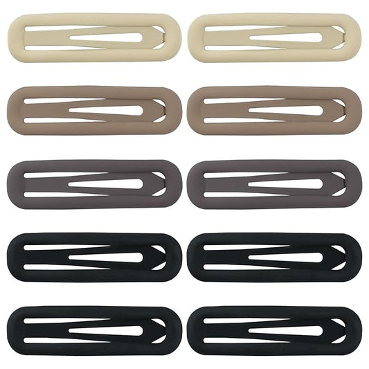 10pcs Snap Hair Clips, 2.76'' Long Snap Clip, Matte Hairpin Accessories for Women Girls, Nonslip Metal Barrettes, Neutral Color