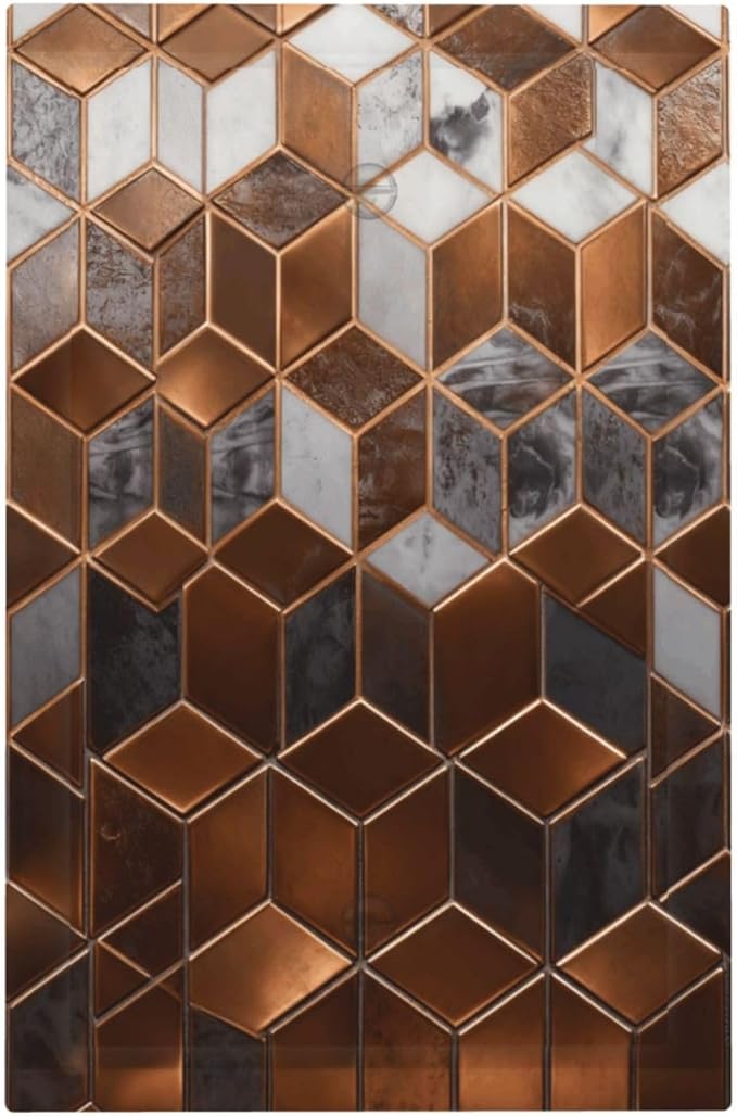 Bvtewkhz Brown Abstract Luxury Modern Geometric Cubic Marble No Device Single Blank Decorative Light Switch Covers Electrical Faceplate Switch Plates for Bathroom Kitchen Home