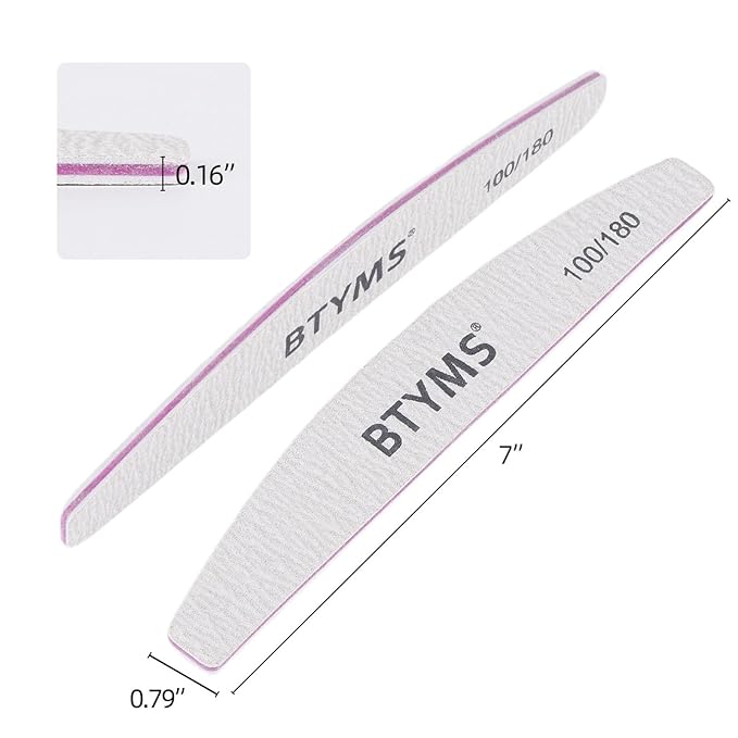 BTYMS 100Pcs 100/180 Grit Nail File and Buffer Professional Double-Sided Emery Boards for Acrylic, Gel & Natural Nails