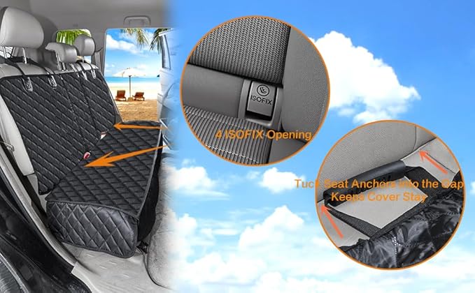 Dog Car Seat Cover for Back Seat Cover for Kids Car Seat Protector for Dogs Nonslip Water Proof Universal Fit Dog Car Seat Cover for ISOFIX Truck SUV(Large,Black)