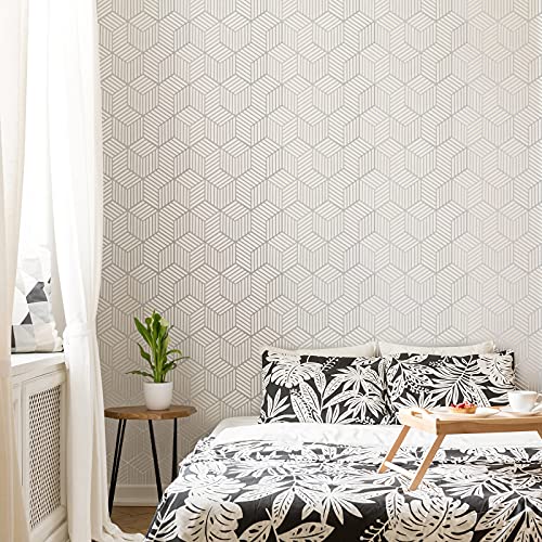 8 Pieces 12 x 12 Inch Herringbone Geometric Wall Modern Stencils Decor Reusable Film Decorative for Painting, Walls, Pattern (Simple Style)