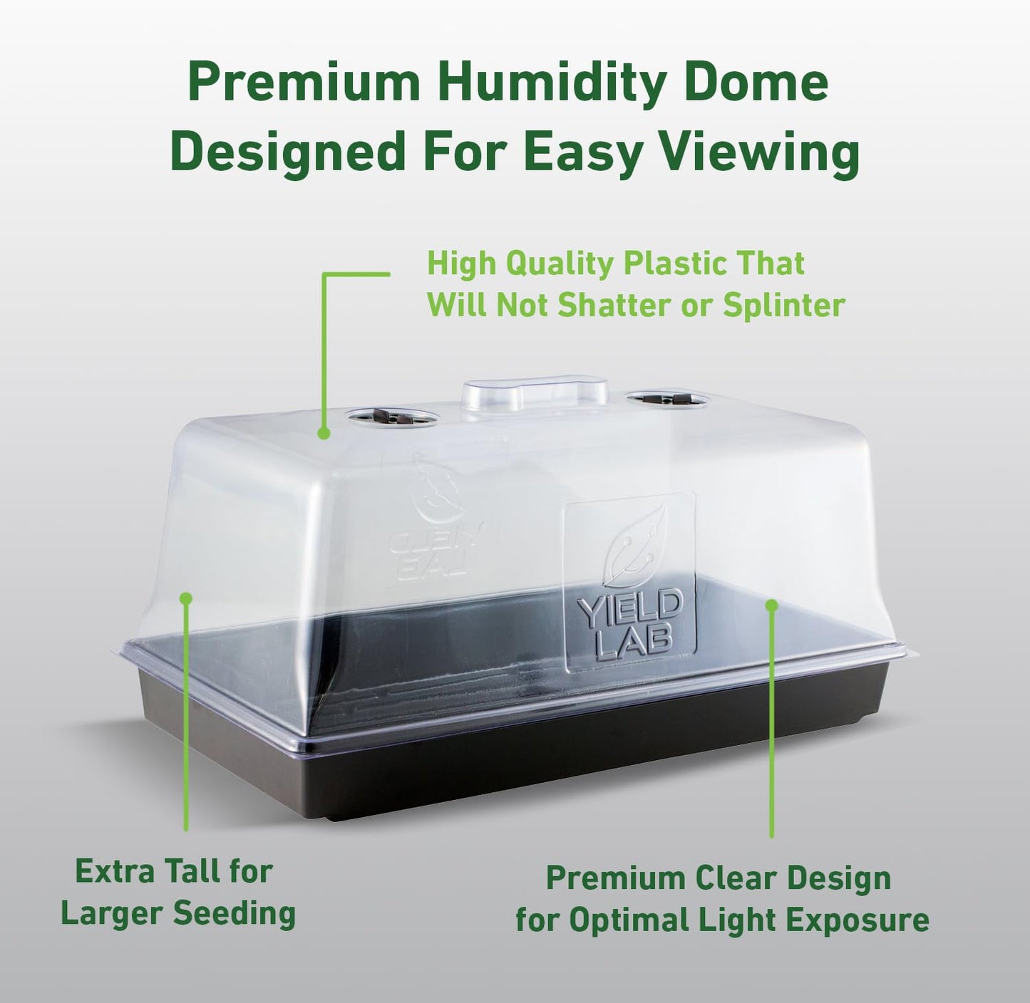 Yield Lab 7 Inch Propagation Dome - 5 Pack Humidity Vented Domes – Plant Growing Dome for Seedling, Germination, Soil & Hydroponic Horticulture