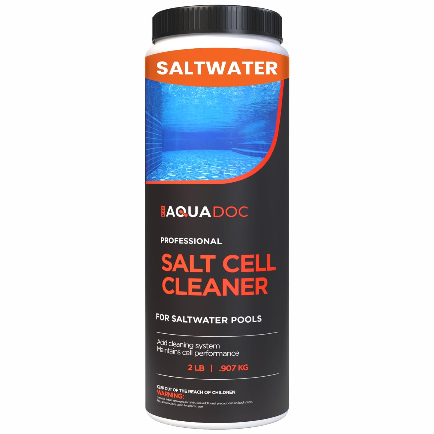 Salt Cell Cleaner for Saltwater Pools - Pool Salt Cell Cleaner Solution to Help Reduce Buildup and Support Generator Function - AquaDoc Pool Care Made in USA - 2lb